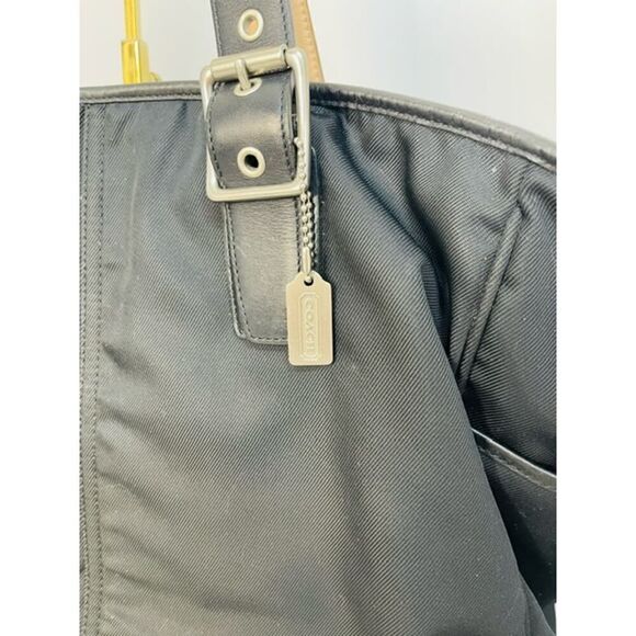 Coach Nylon Multipurpose Black Shoulder Tote Bag Leather Straps G052-5173 - Picture 3 of 5